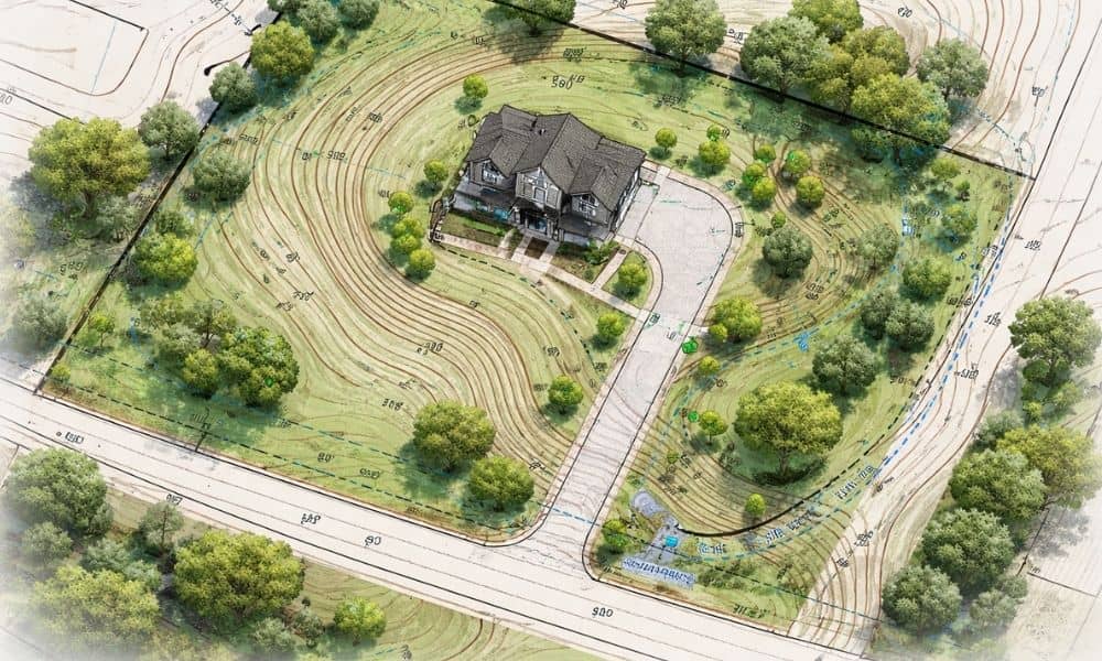 Topographic survey showing contour lines and land elevation for site plan approval